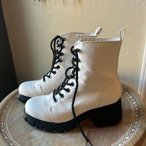 MIA White Combat Boots with Black Laces